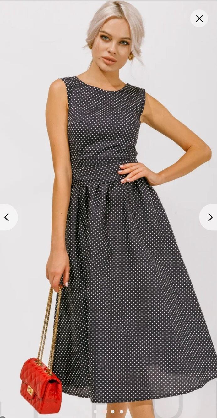 Gepur Sleeveless Maxi Dress Black White Polka Dots Size M